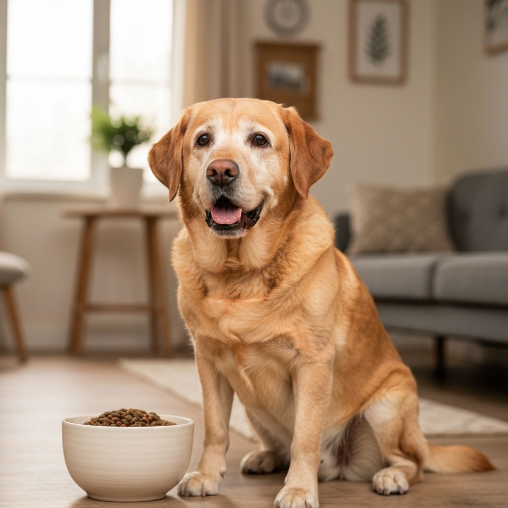 Perro senior comiendo